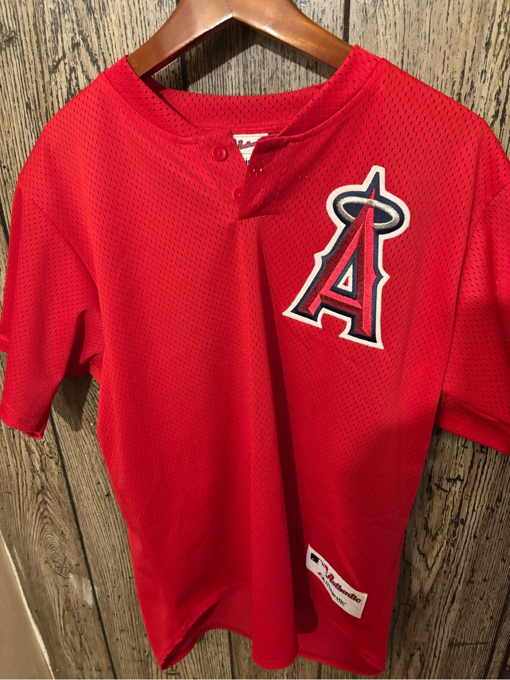 Majestic Red Los Angeles Angels Mesh Baseball Jersey